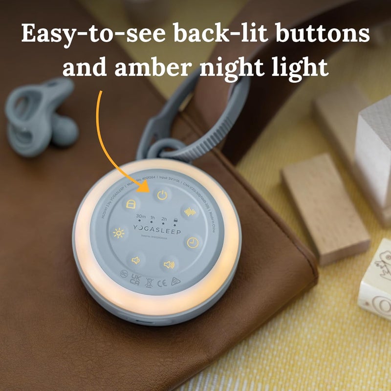 Yogasleep Hushh 2 Portable Sound Machine for Baby & Kids, New Reinforced Clip, Backlit Buttons, Night Light, 6 Soothing Natural Sounds, Easy to Use Timer, Volume Control, Toddler Lock, Noise Canceling - Image 4